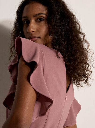 Ruffle Sleeve Jersey Jumpsuit