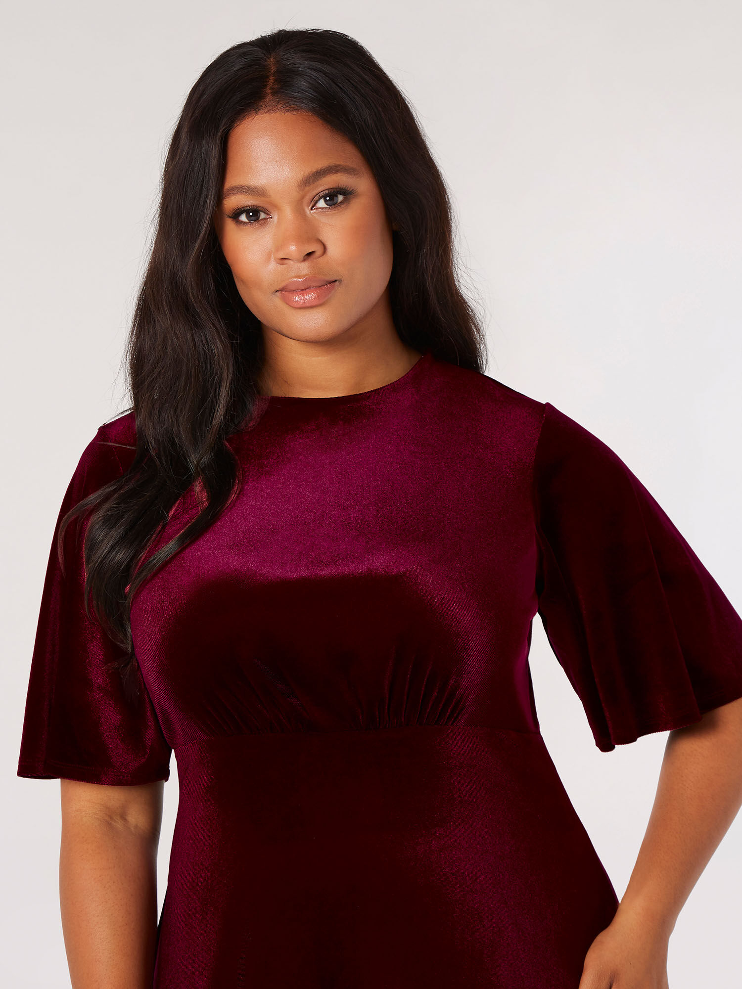 Red velvet fit and flare sales dress