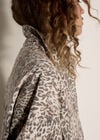 Leopard Print Cotton Denim Shacket Mini Dress, Grey, large