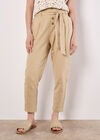 Straight Leg Paperbag Trousers, Stone, large