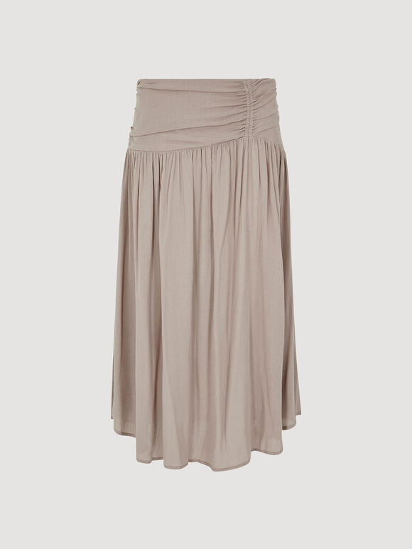 Textured Woven Midi Skirt, Brown, large