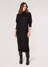 Chunky Knit Midi Dress, Black, large