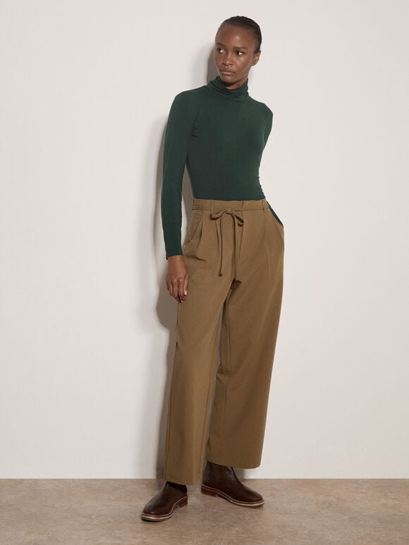 Super-Soft Turtleneck Jersey Top, Green, large