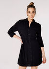 Cotton Shirt Mini Dress, Black, large