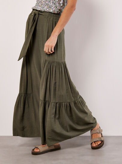 Tiered Wide-Leg Woven Trousers