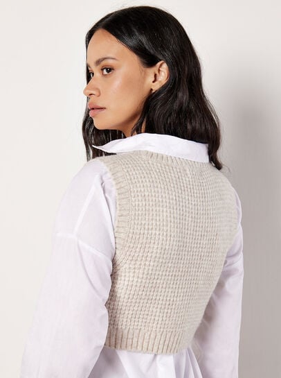 Cropped Waffle Knitted Vest Top