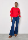 Layered Sleeve Top, Red, large