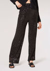 Sequin Embellished Palazzo Trousers, Black, large