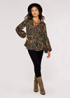 Paisley Tassel Boho Blouse, Green, large