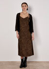 Animal Print Crepe Maxi Slip Dress, Brown, large