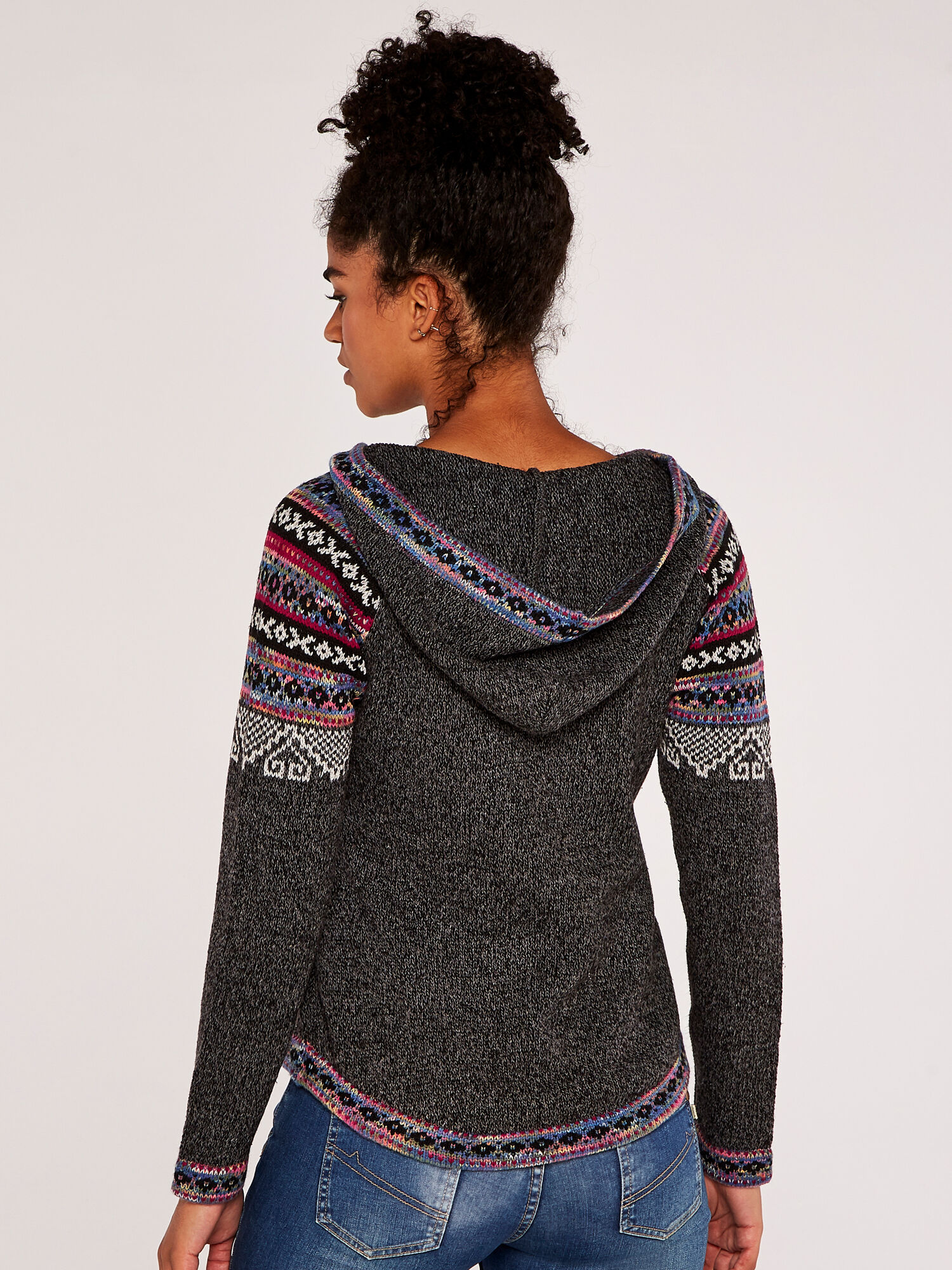 Hooded Fair Isle Jumper Apricot Clothing