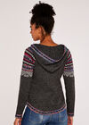 Hooded Fair Isle Jumper, Dark Grey - Charcoal, large