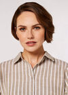 Woven Stripe Shirt Dress, Stone, large