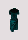 Velvet Ruched Mini Dress, Green, large