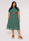 Curve Floral Smock Dress, Green, large