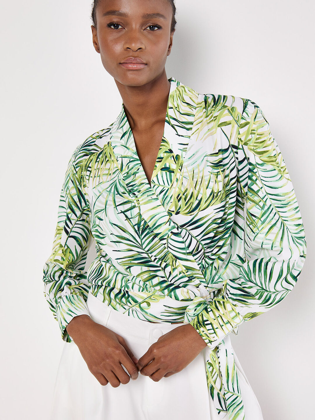 Image of Soft Twill Tropical Wrap Top