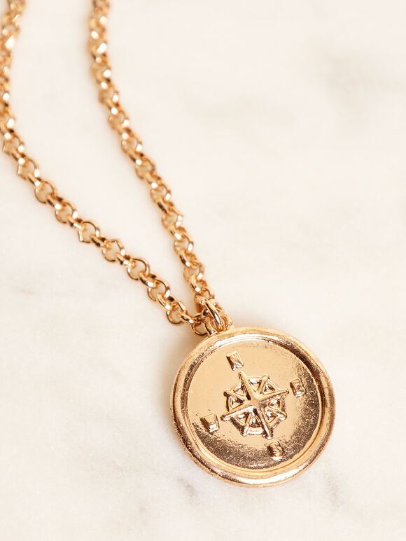 Compass Necklace, Yellow, large