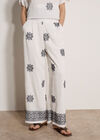 Paisley Embroidered Wide-Leg Trousers, White, large
