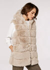 Tiered Fur Hooded Gilet, Stone, large