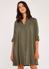 Shirt Swing Dress, Khaki, large