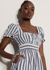 Stripe Milkmaid Midaxi Dress, Navy, large