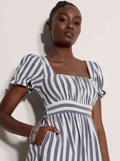 Stripe Milkmaid Midaxi Dress
