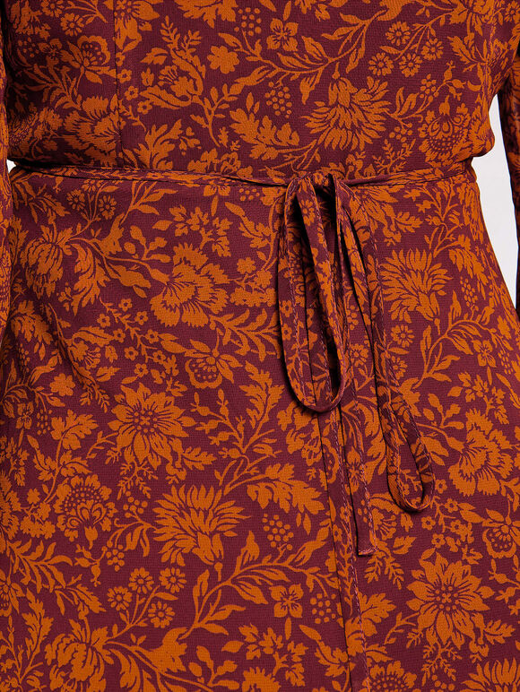 Floral Wrap Maxi Dress, Rust, large