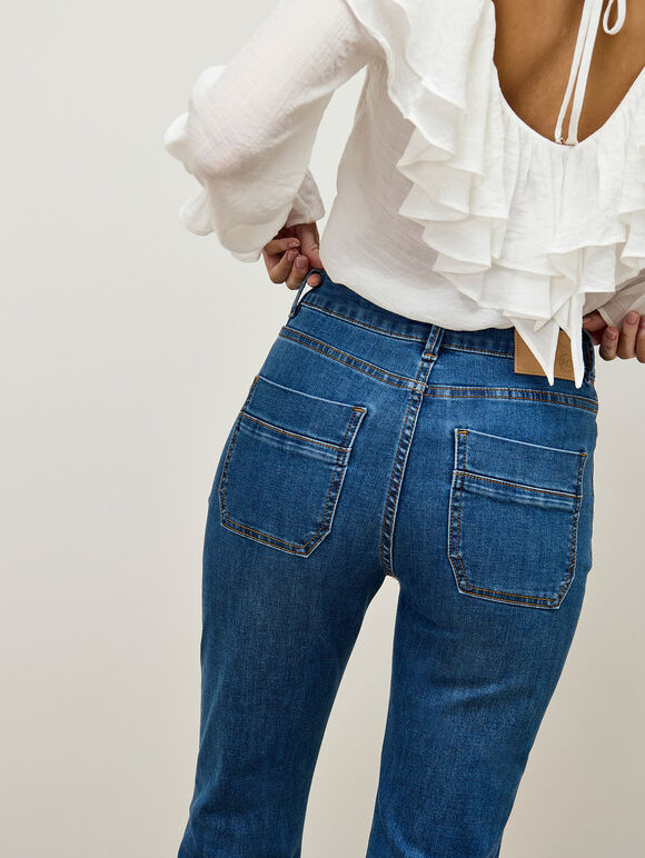 Lucia Retro High-Rise Flare Jeans, Sky Blue, large