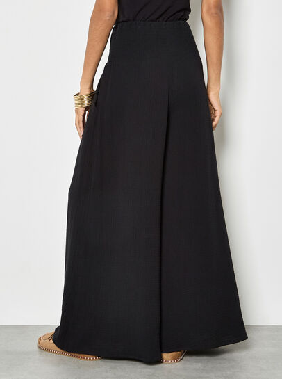 Textured Cotton Wide-Leg Trousers