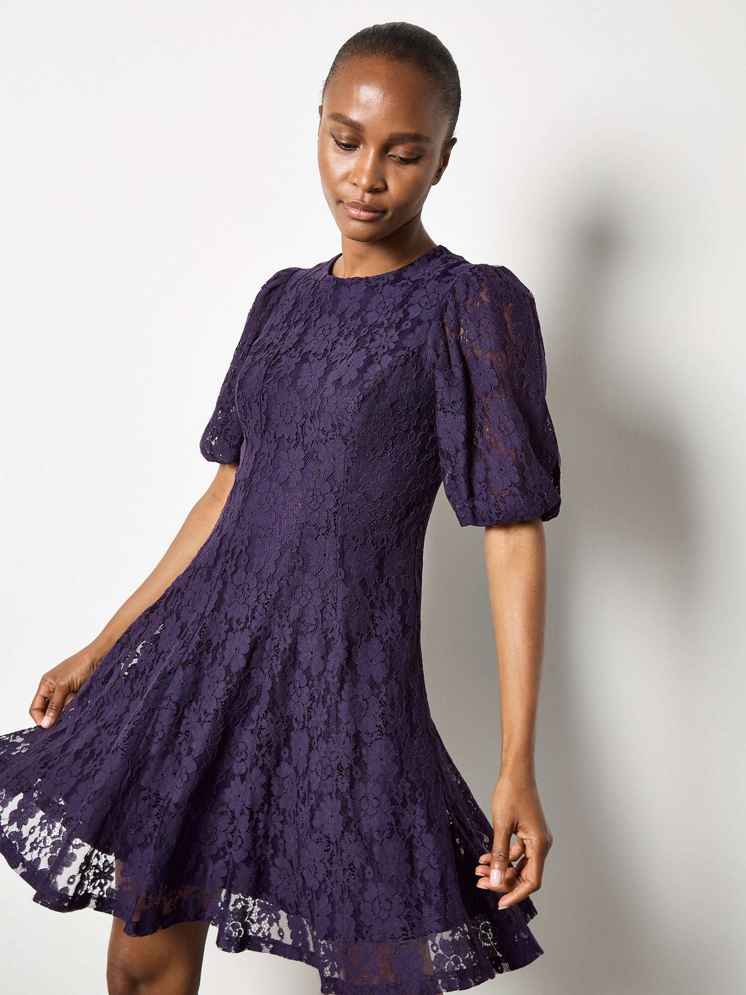 Floral Lace Skater Mini Dress | Apricot Clothing