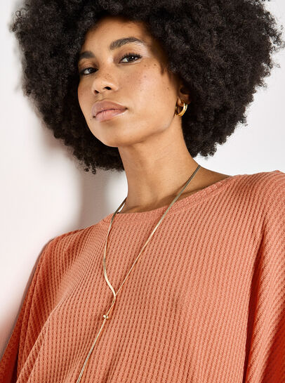 Waffle Knit Tunic Top