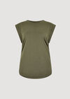 Cotton Jersey Side Ruched T-Shirt, Khaki, large