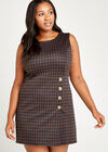 Dogtooth Button Wrap Skirt Dress+, Rust, large