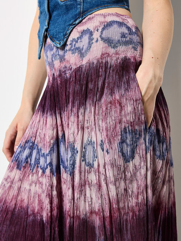 Tie Dye Stripe Crinkle Palazzo Trousers, Purple, large