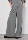 Wide Leg Dogtooth Trousers, Black, large