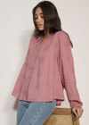 Floral Embroidered Cotton Blouse, Pink, large
