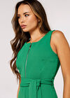 Zip Front Culotte Jumpsuit, Green, large