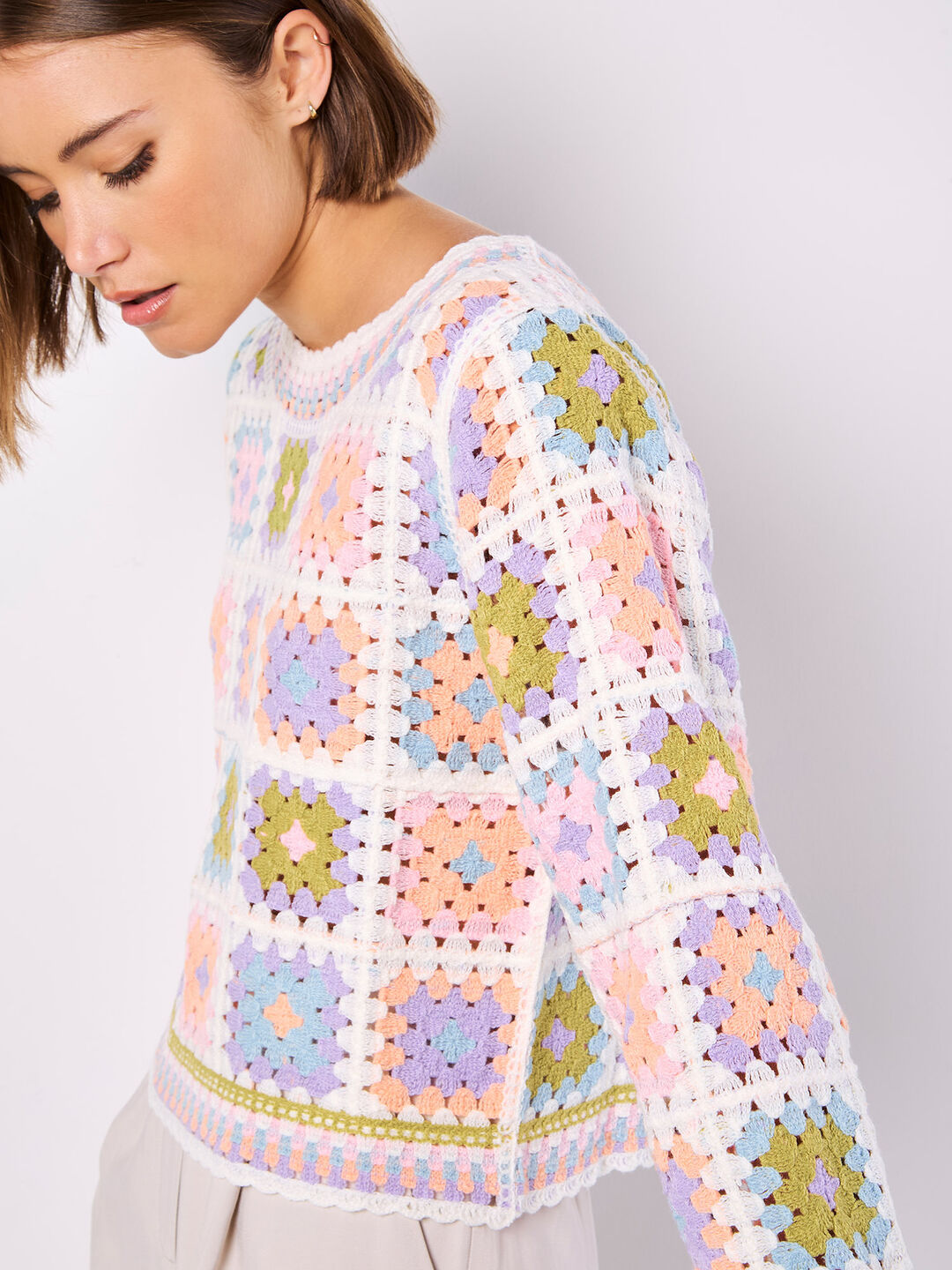 Image of Pastel Crochet Squares Jumper