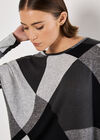 Geo Colour Block Knitted Top, Grey, large