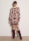 Folk Floral Mini Jumper Dress, Stone, large