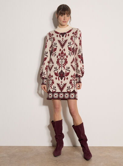 Folk Floral Mini Jumper Dress