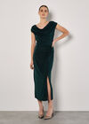 Sheen Jersey Ruched Maxi Dress, Green, large