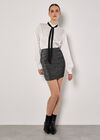Ruched Metallic Mini Skirt, Silver, large
