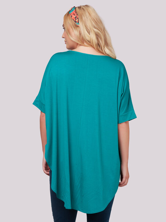 Curve Rounded Hem Top, Green, large
