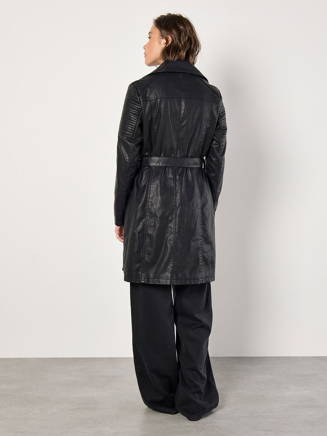 Trench Coat Fitted Faux Leather Jacket Womens Faux Leather Biker