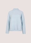Boucl&eacute; Knit Mock Neck Jumper, Sky Blue, large
