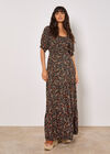 Floral Paisley Milkmaid Maxi Dress, Black, large