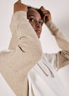 Colour Block Knitted Hoodie, Cream, large