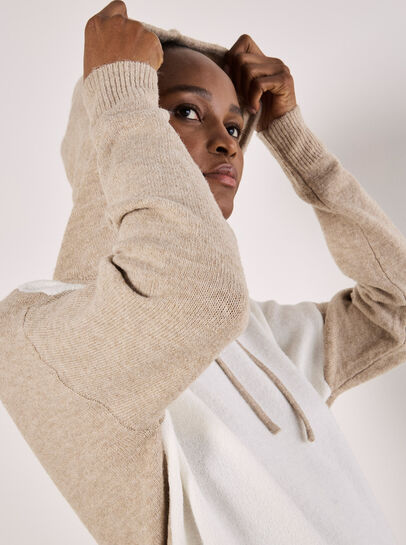 Colour Block Knitted Hoodie