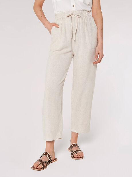 Linen Blend Cropped Trousers